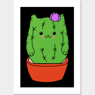 Kawaii Cactus Kitty Cat Succulent Cacti Posters and Art